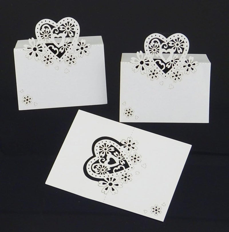 yueton Pack of 50 Cut Heart-Shaped Hollow Wedding Table Number Name Place Card Wedding Party Decoration - Image 3